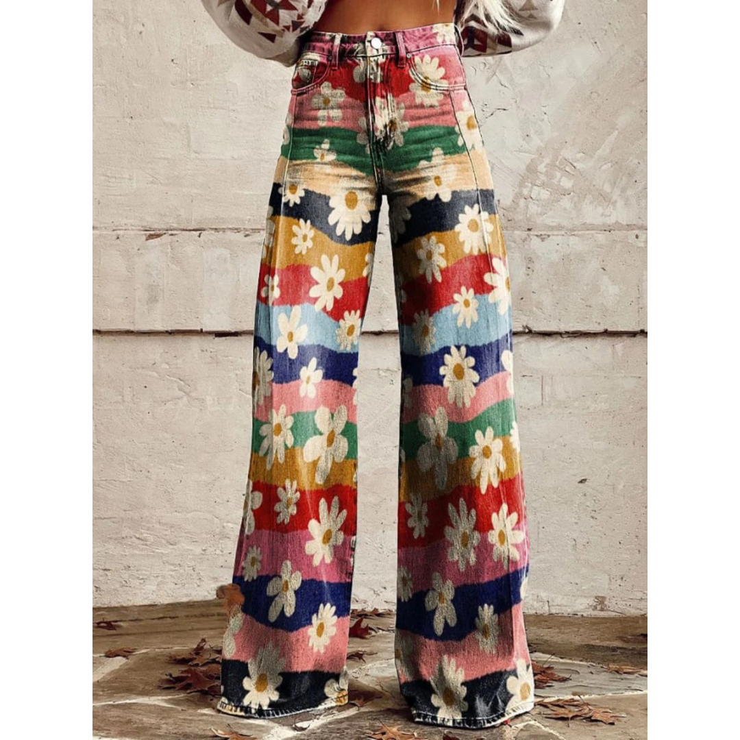 KATHERINE™ | RETRO FLORAL WIDE-LEG PANTS