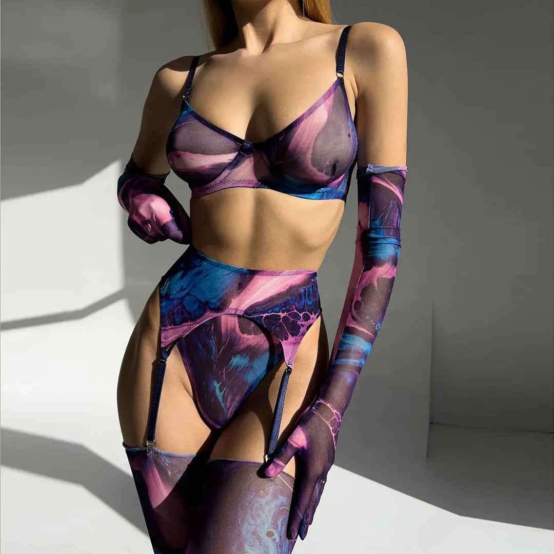 Serena | 5-Piece Tie Dye Lingerie Set