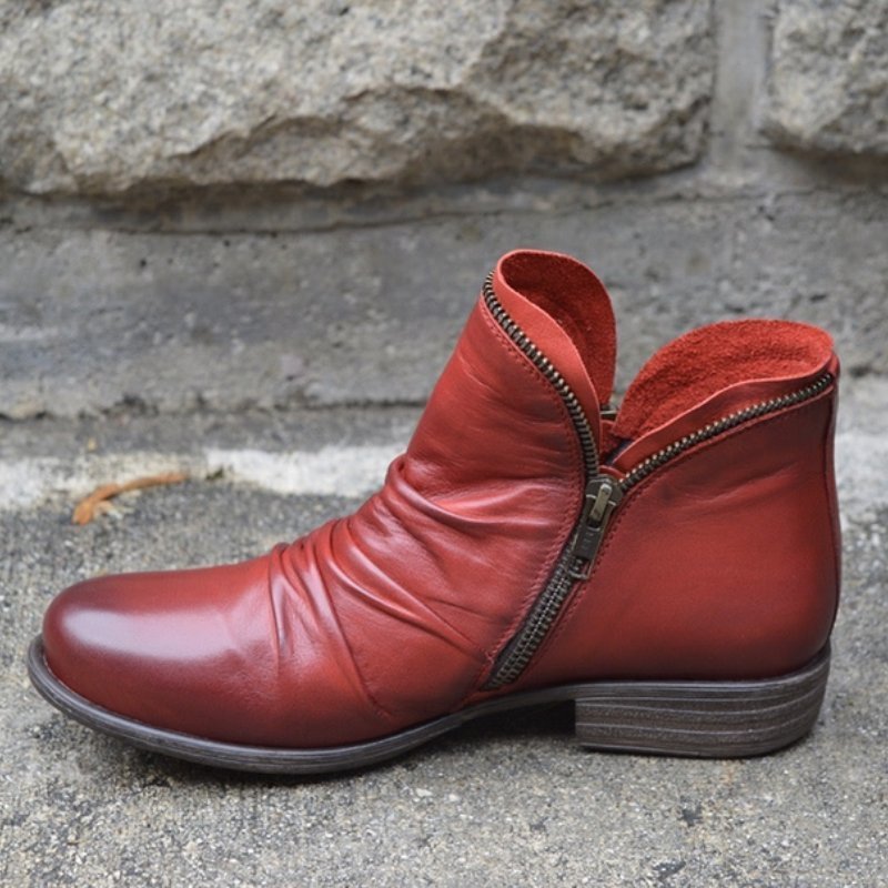 Mirelle™ | Leather Boots with Zipper