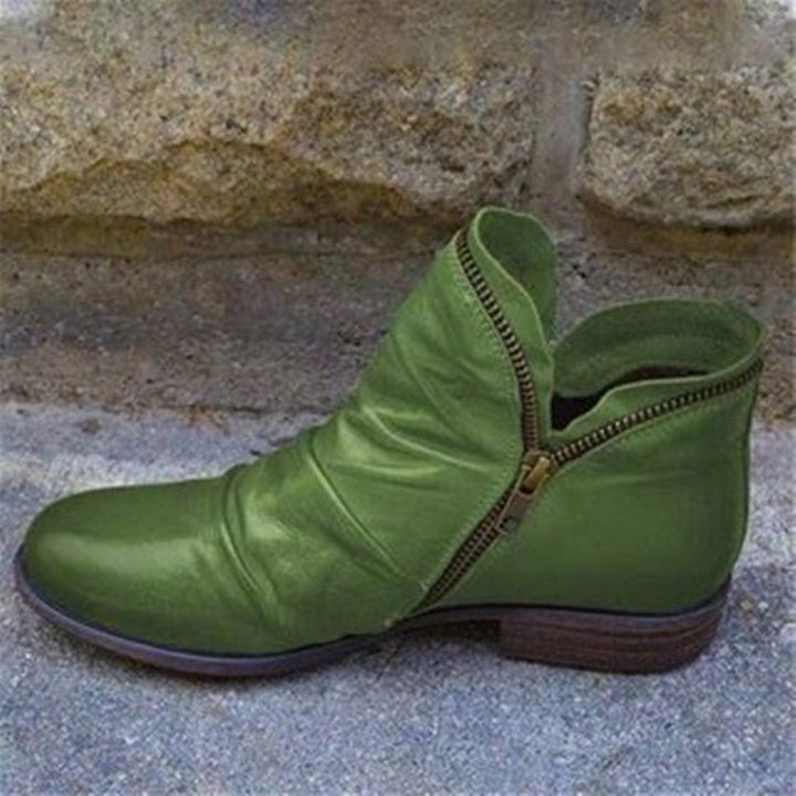 Mirelle™ | Leather Boots with Zipper