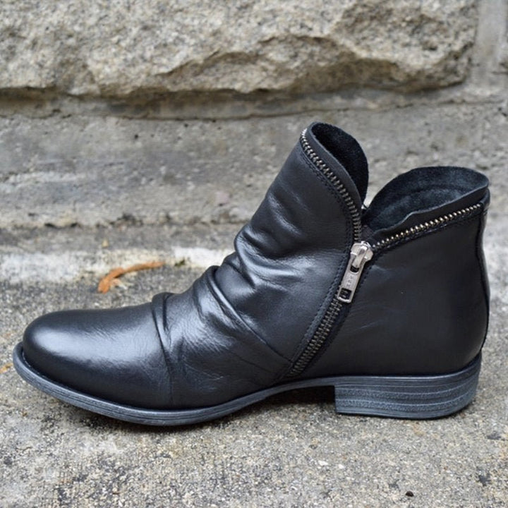 Mirelle™ | Leather Boots with Zipper