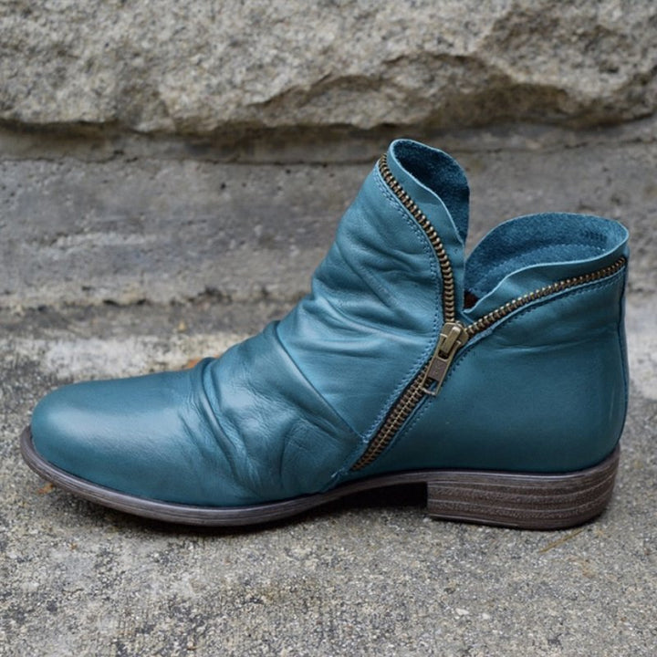 Mirelle™ | Leather Boots with Zipper