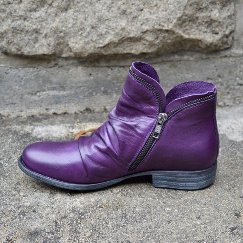 Mirelle™ | Leather Boots with Zipper